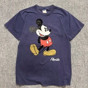 VTG Mickey Mouse T-shirt Men's S Navy Blue Disney 90s Paper Tag Florida